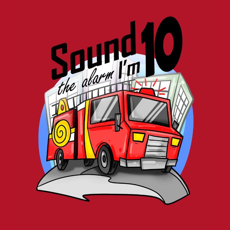10 years old Young fire brigade fire engine car