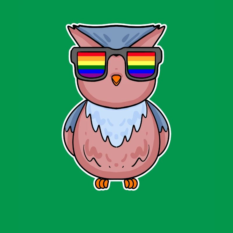 Regenbogen - Eule mit Brille