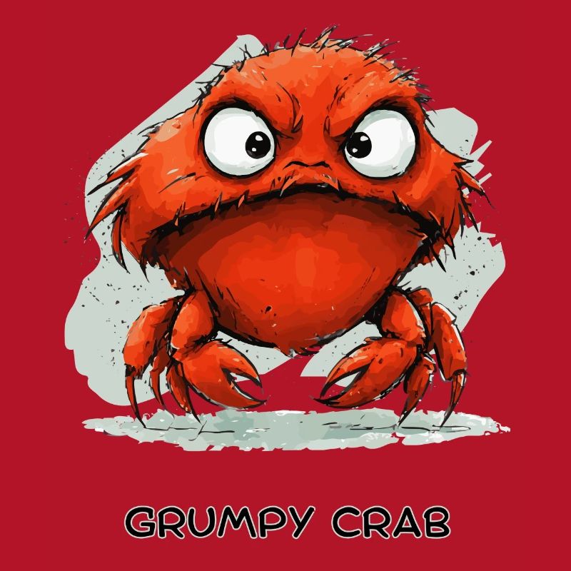 Grumpy Crab - Mürrische Cartoon Krabbe Design