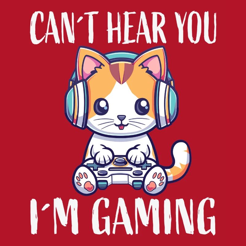 Kitten with headset while gaming