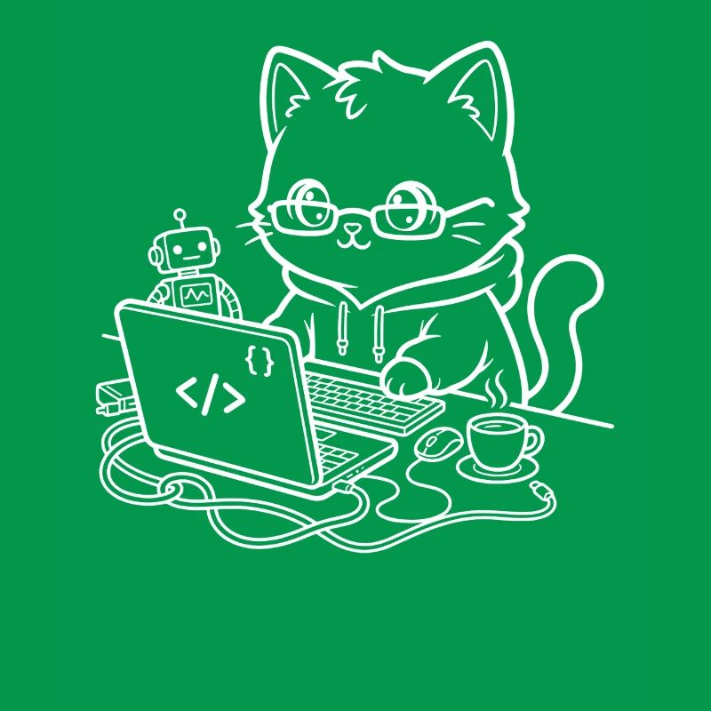 Coder Kawaii Katze Programmierer