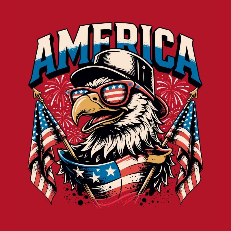 Patriotic Eagle with Flags