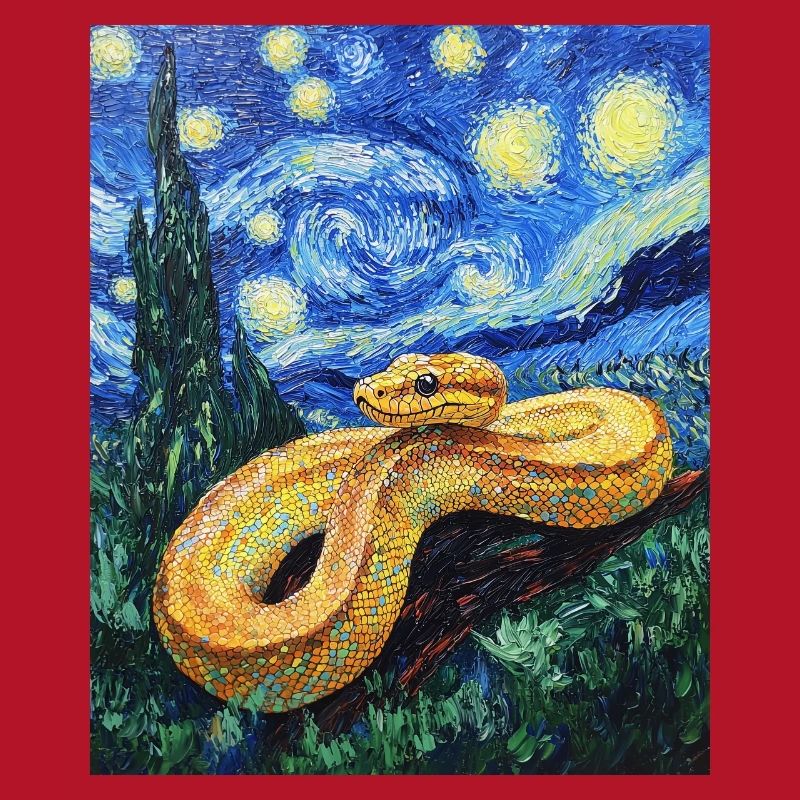 Serpent Python Style Van Gogh Nuit étoilée