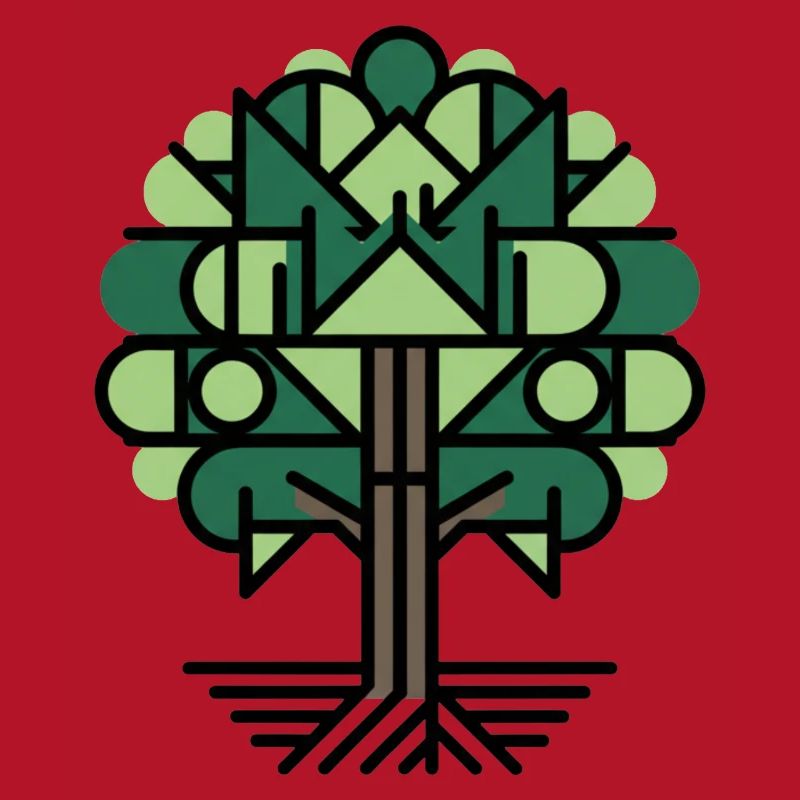 Geometric Tree Pattern Green