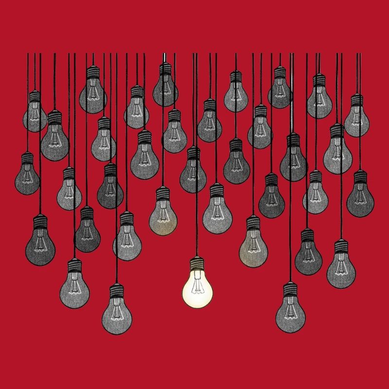 Grey bulb array with unique brightness