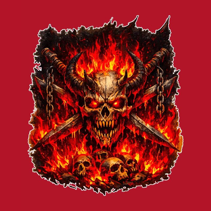 Crâne de Feu avec des Cornes