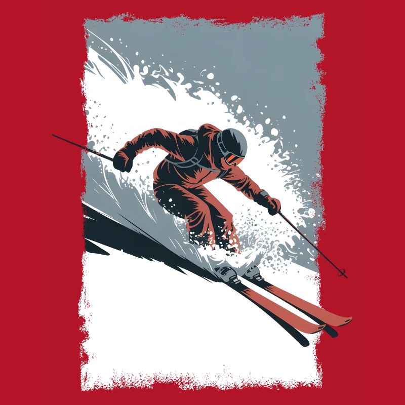 Ski Freeride Action Deep Snow Vector Style