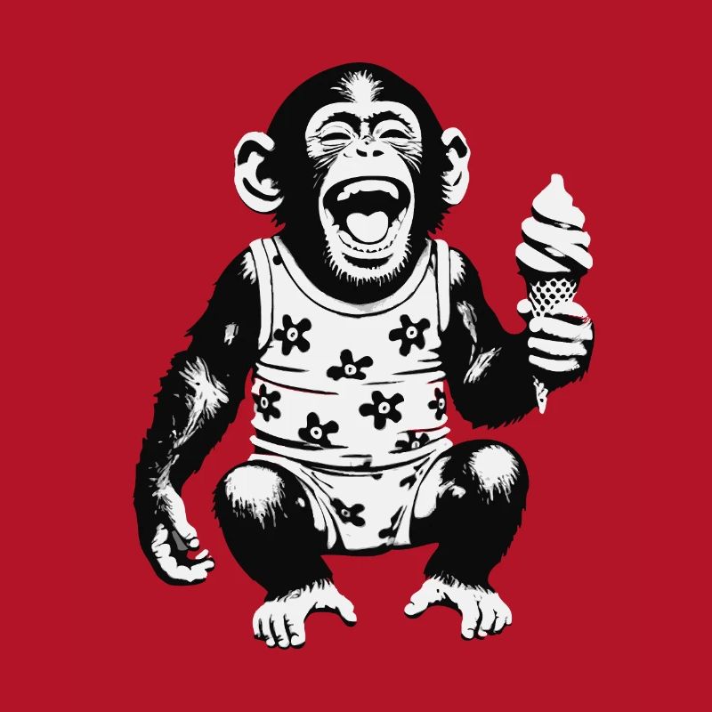 Lachendes Äffchen mit Eis