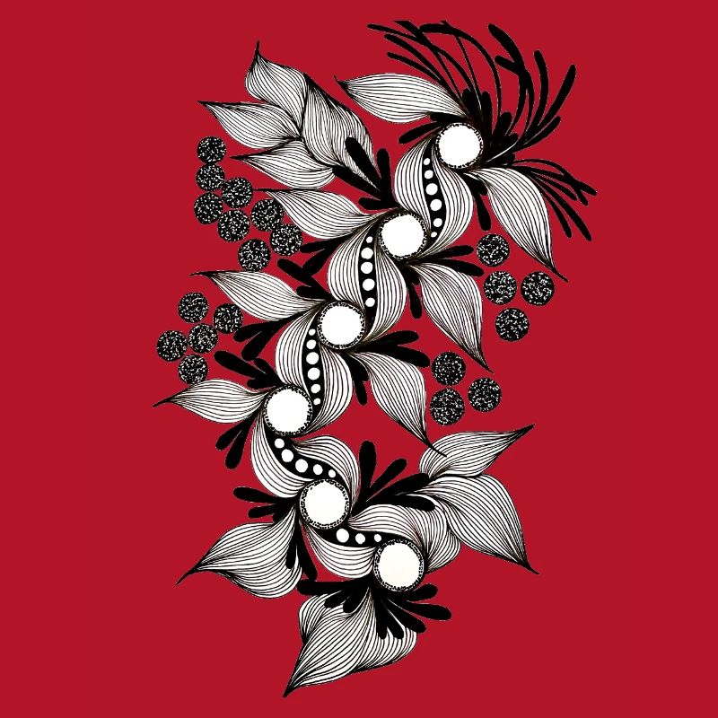 Spirale de fleurs noires et blanches