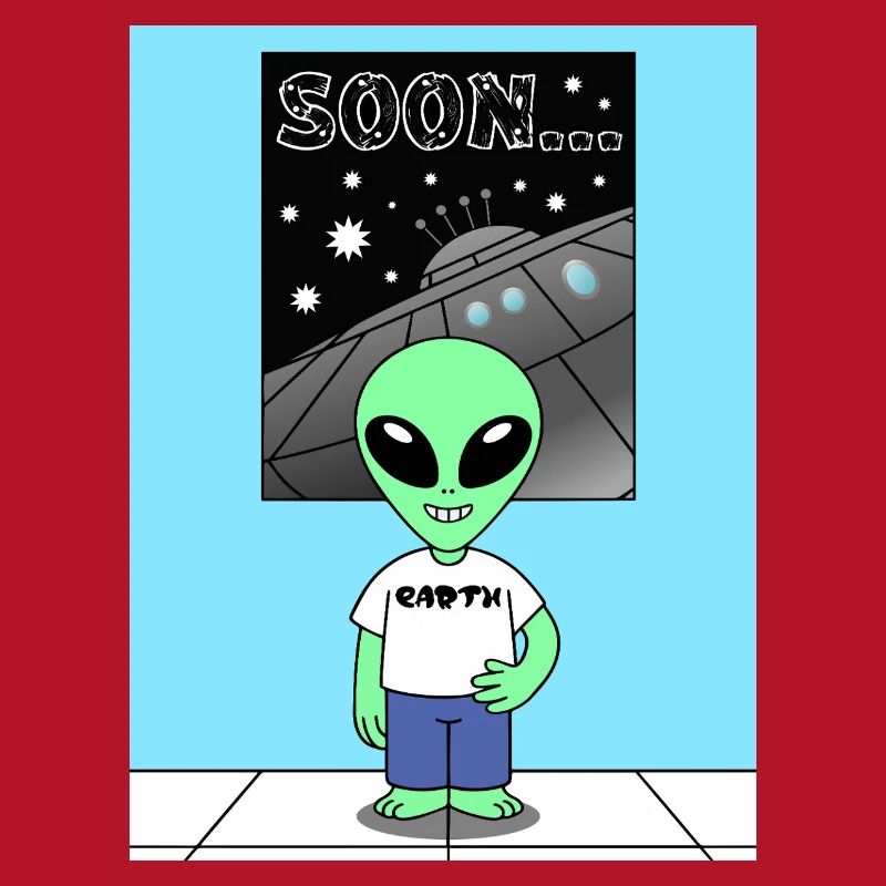 Alien devant le vaisseau spatial Terre