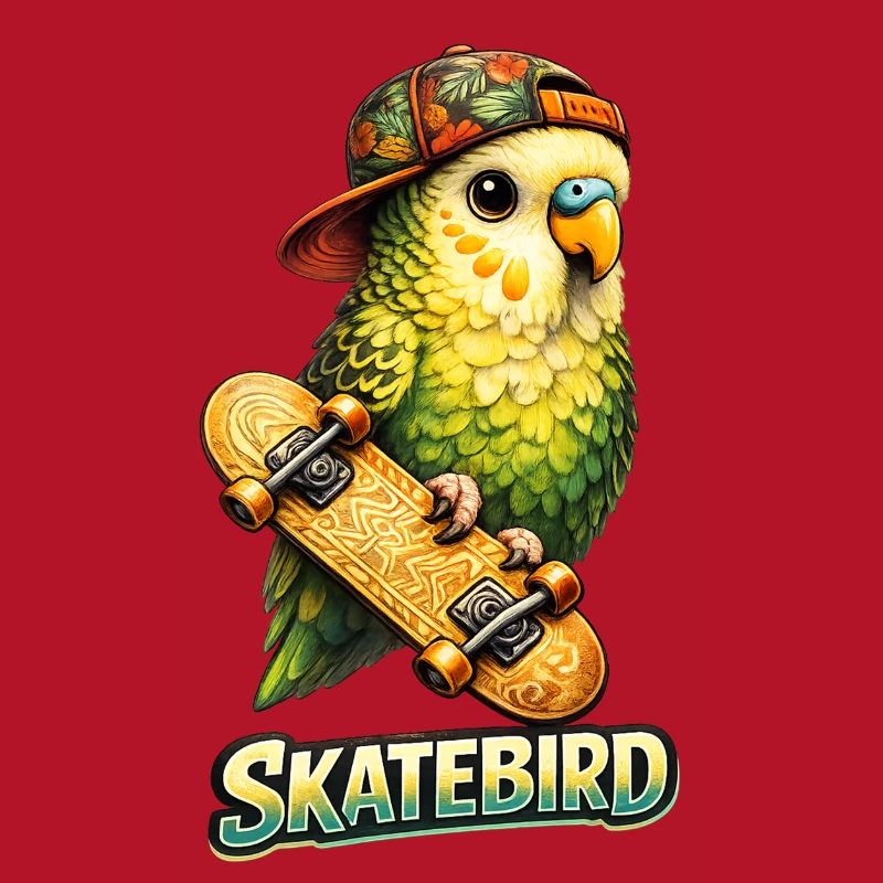Skatebird – Tropical Parrot with Skateboard & Ca