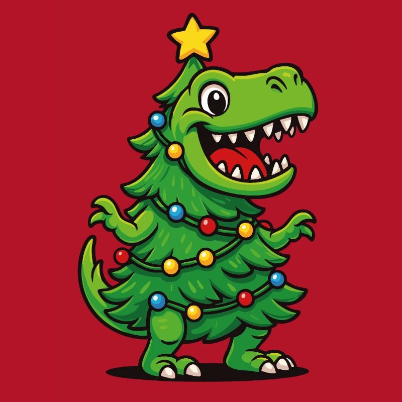 Tree-Rex – Jeu de mots rétro de Noël T-Rex Dino