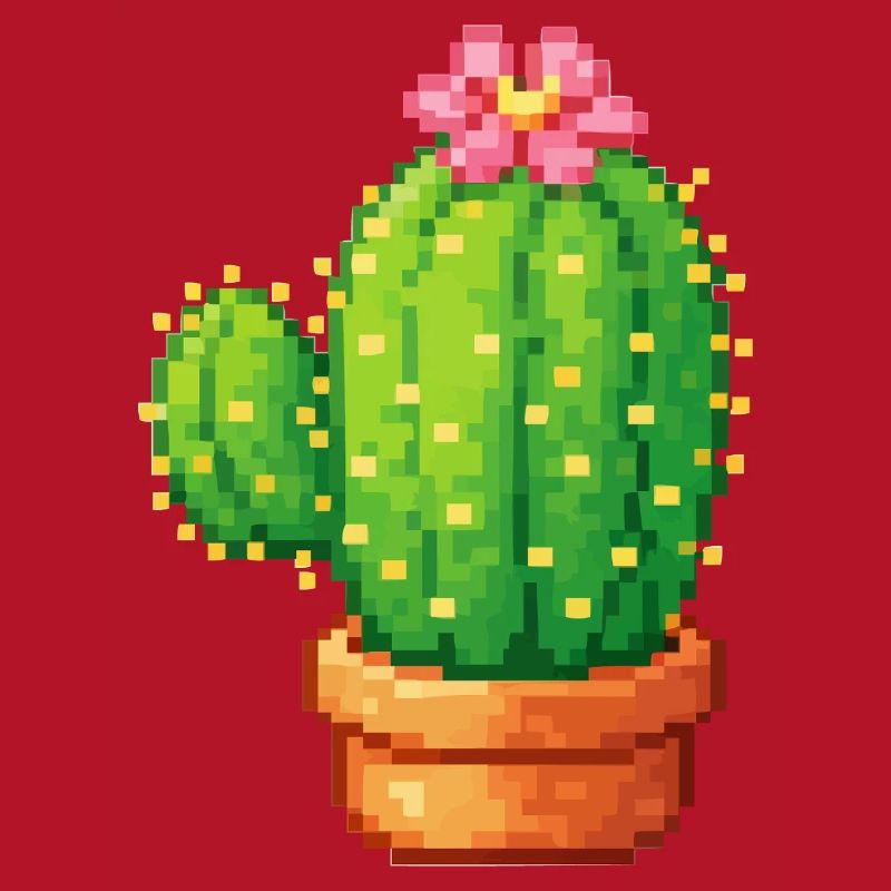 Cactus pixel avec fleur