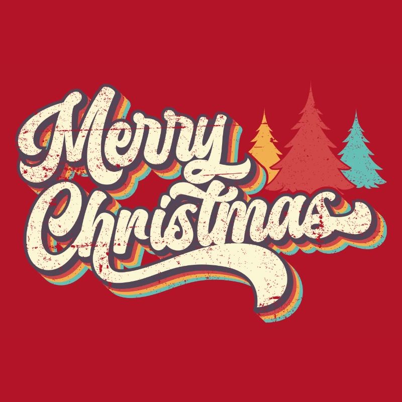 Rétro Joyeux Noël Arc-en-ciel Script