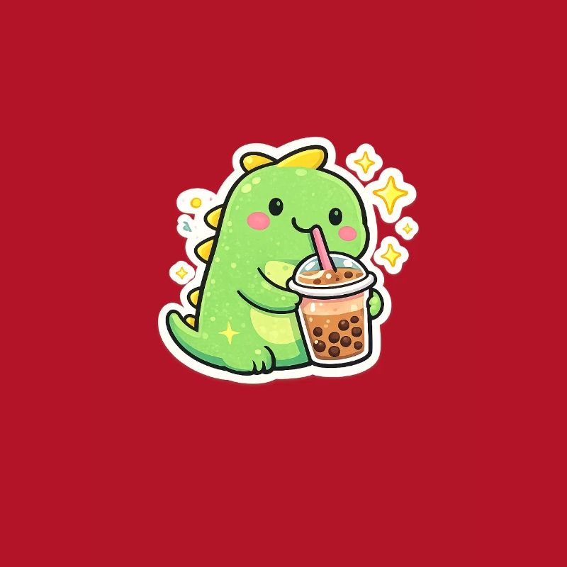 Süßer Dino mit Bubble Tea