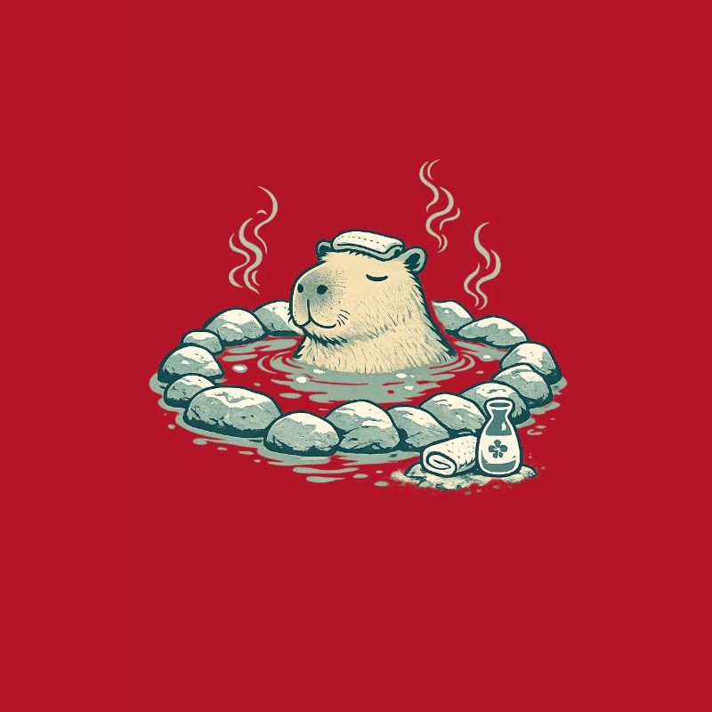 Capybara dans le bain de source