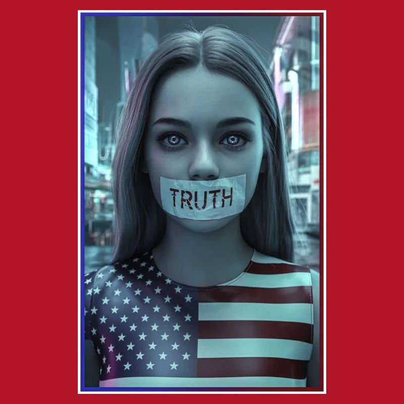 Conception du visage avec la bouche de vérité dans le drapeau américain