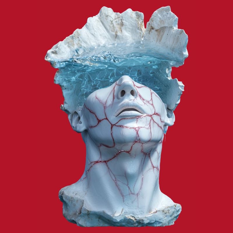 surreal marble statue bust