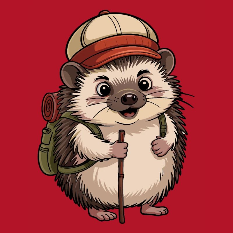 Hedgehog with backpack on the move