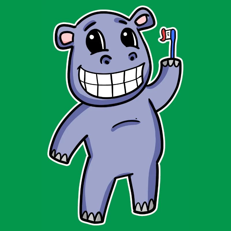 Hippo with toothbrush
