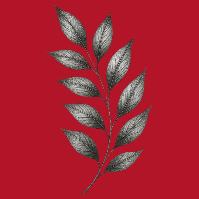 Gray Leaf Branches Botanical Minimal Lines