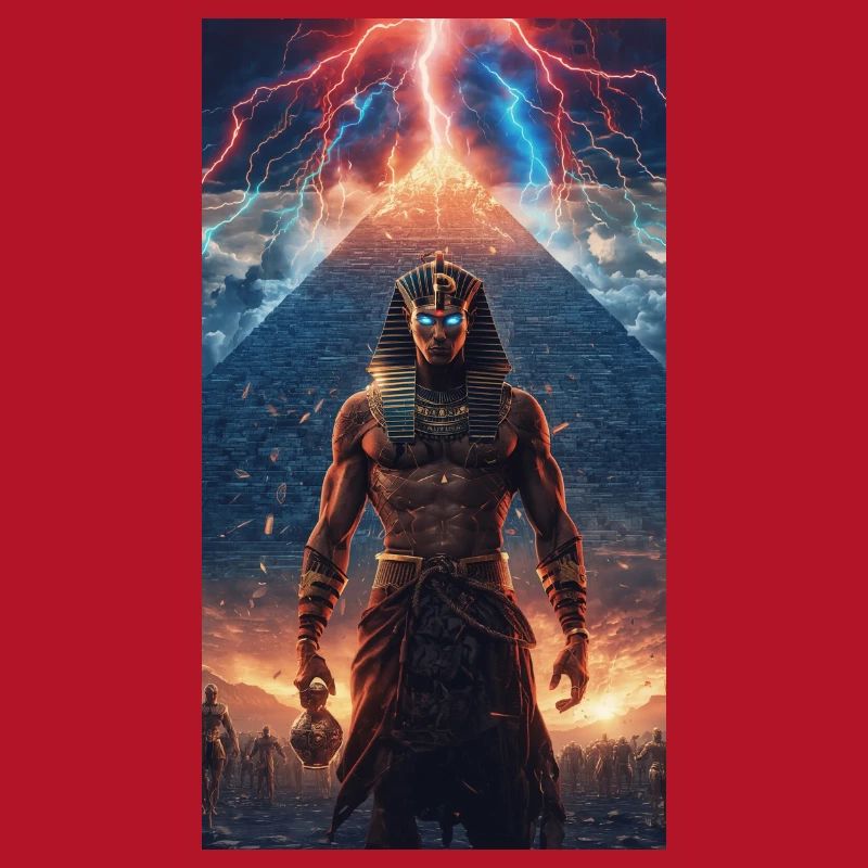 Pharaon du Tonnerre devant la pyramide