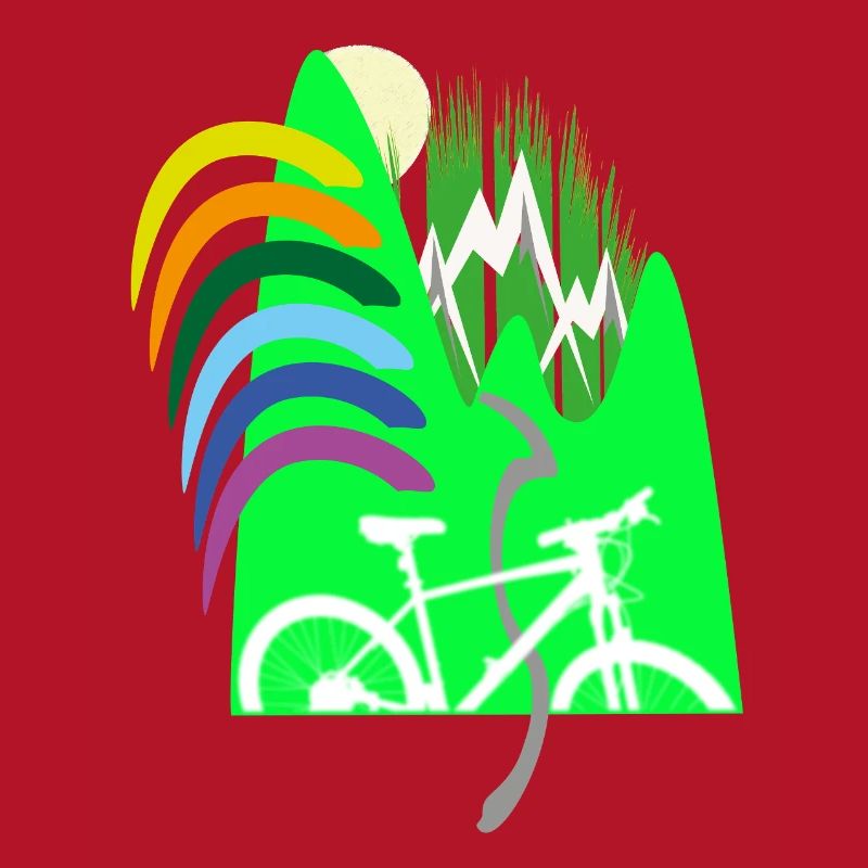 Cycle path mountains rainbow