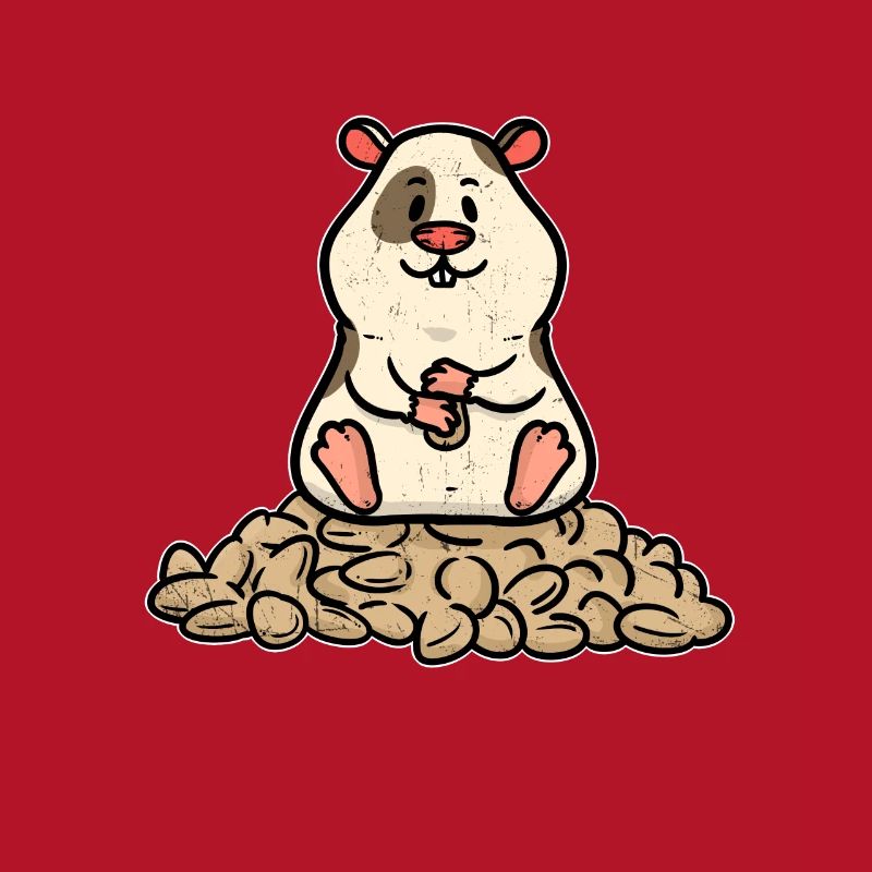 Small hamster with many peanuts