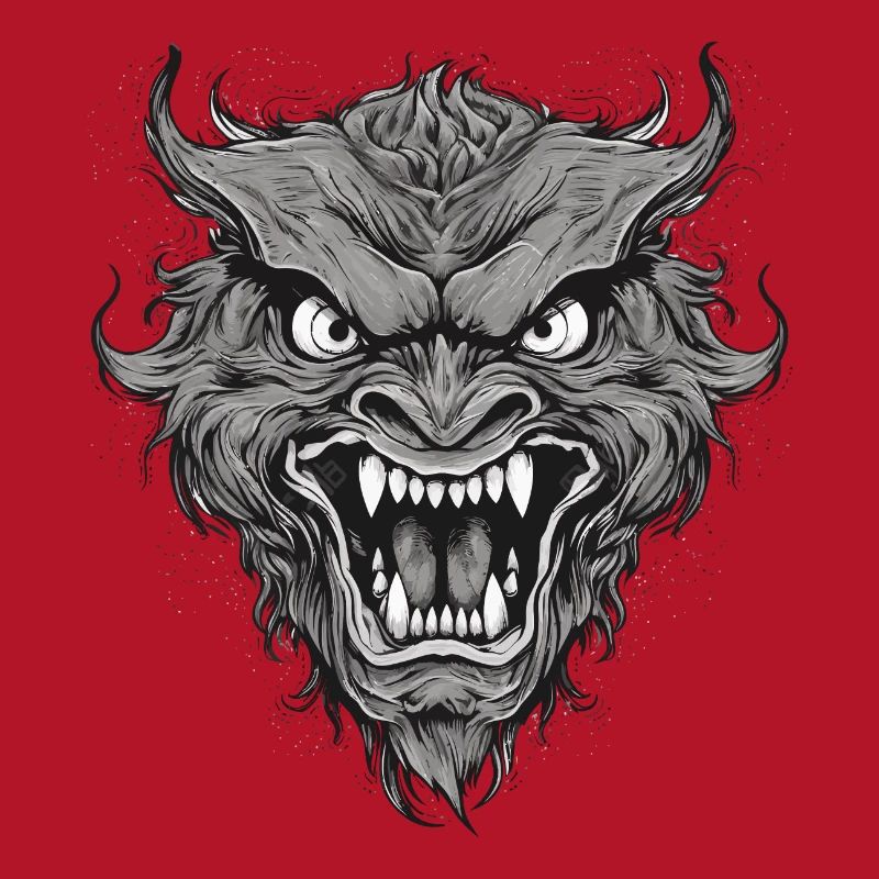 Wild werewolf with nasty teeth, sharp teeth