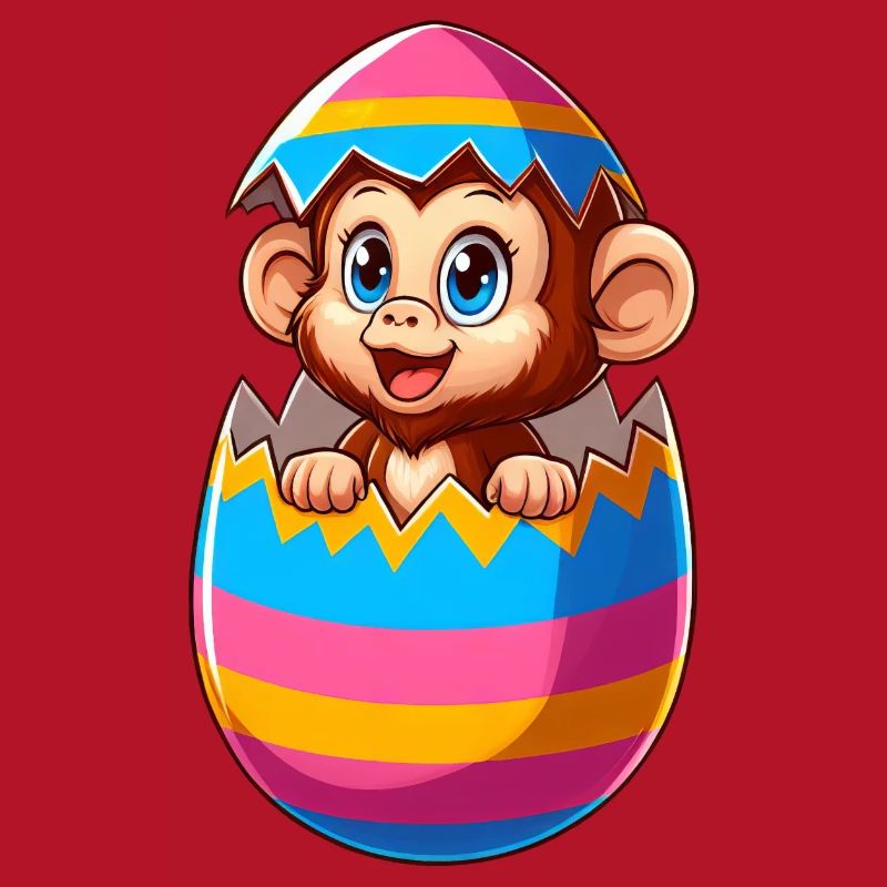 Easter Monkey Hatches Easter Egg Design