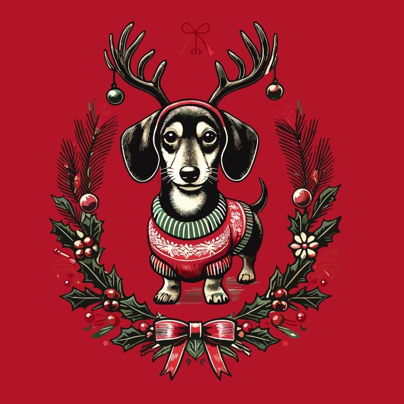 Teckel joyeux en pull de Noël