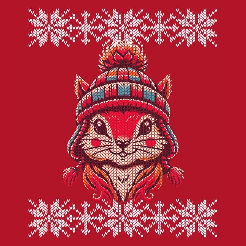 Winterlicher Strick-Look Eichhörnchen Mit Mütze