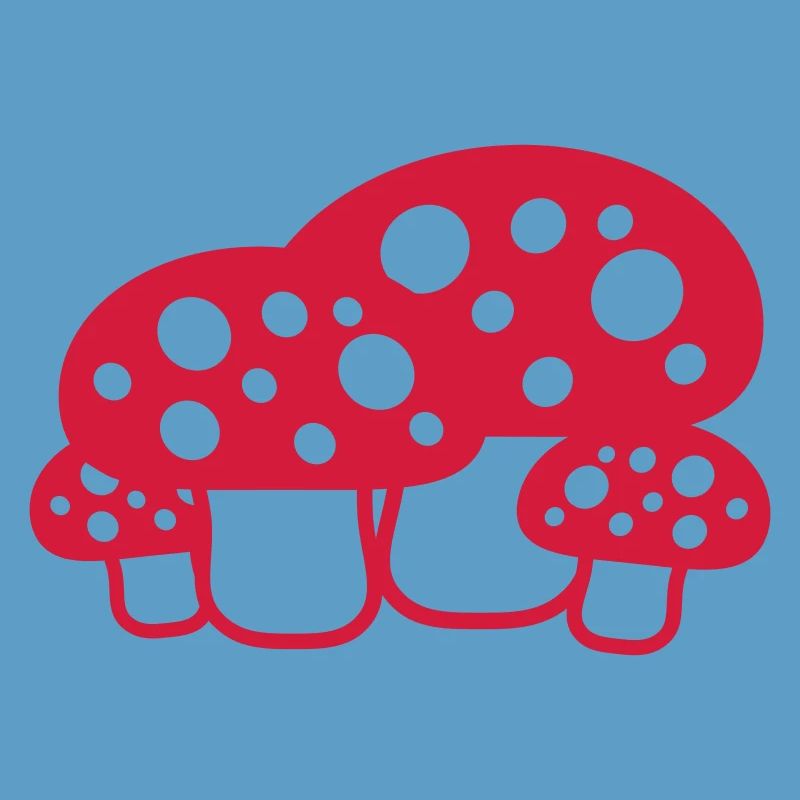 Many Mushrooms Red Dots Pattern Toadstool Fungus