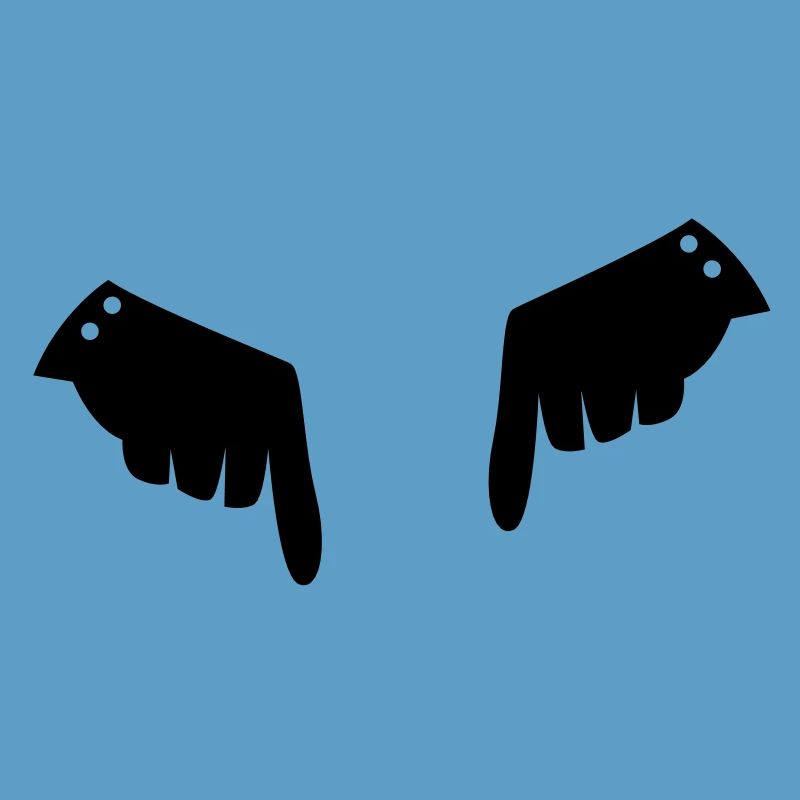 two fancy gloved hands pointing down