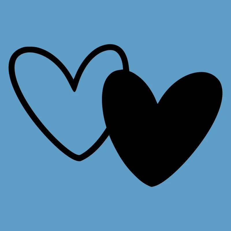 Two Hearts Black White