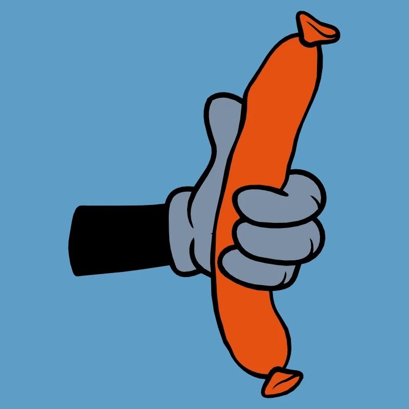 Comic Hand Holds Sausage