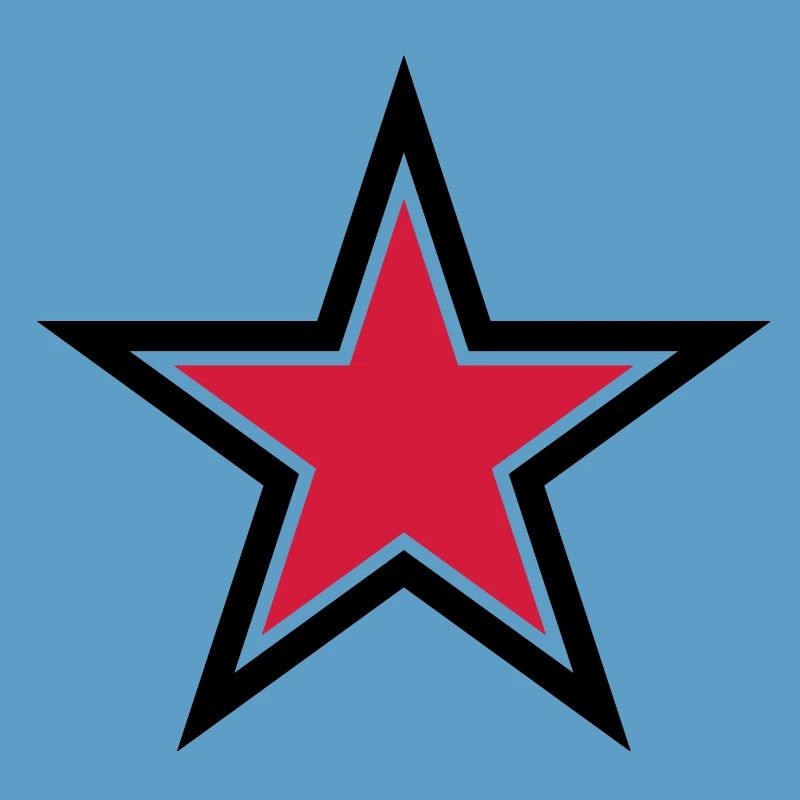 sharp red star with sharp black outline
