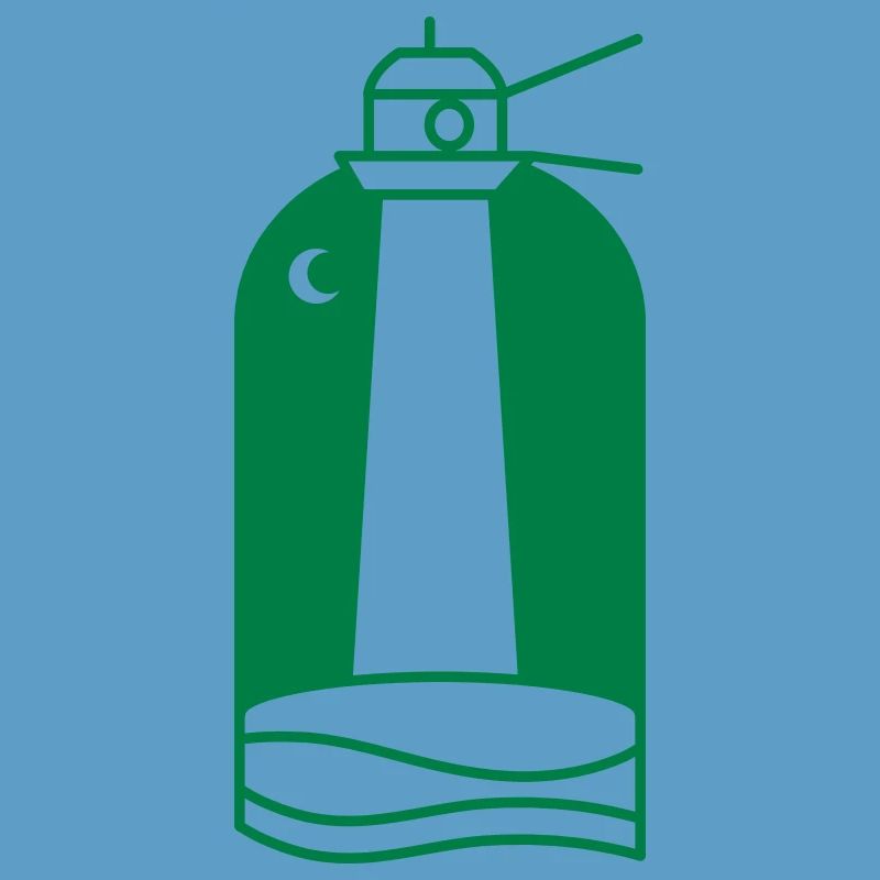 Night lighthouse with crescent moon