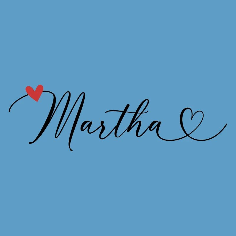 Martha Last name First name Calligraphy heart