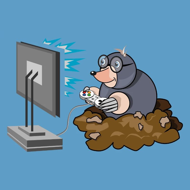 Mole Comic Gamer Funny Controller Gaming Logo