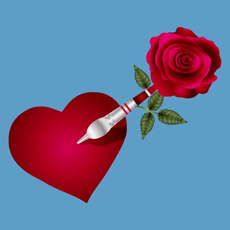 Flèche fléchette avec rose et cœur comme cible