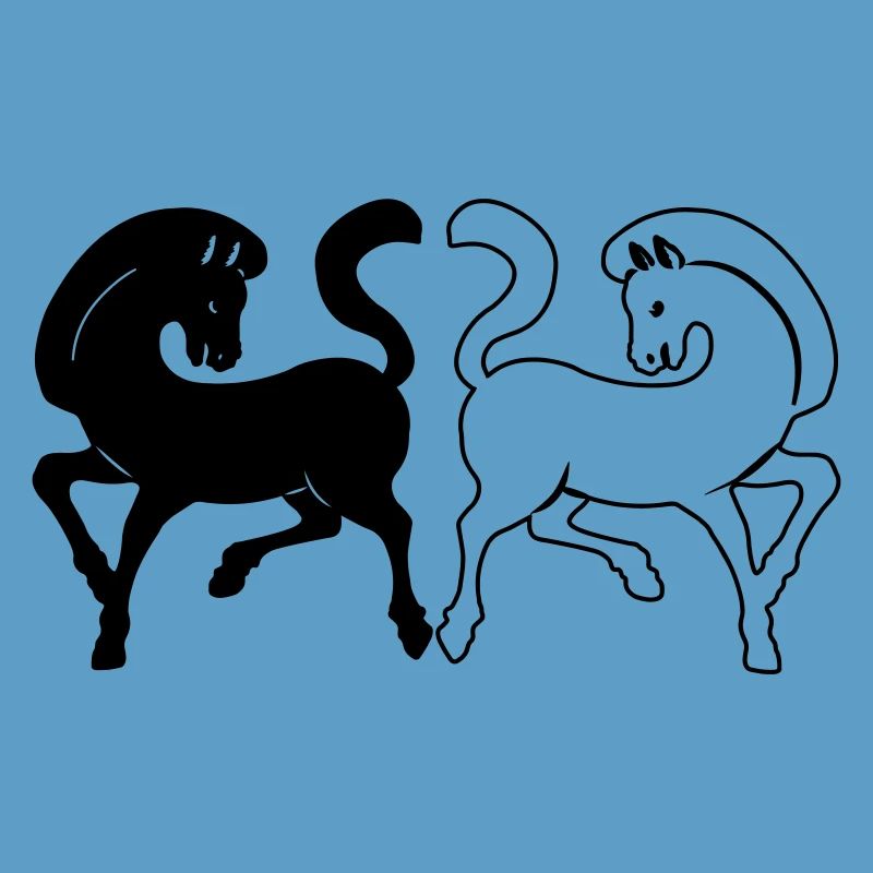 Zwei Pferde schwarz und weiß oder transparent