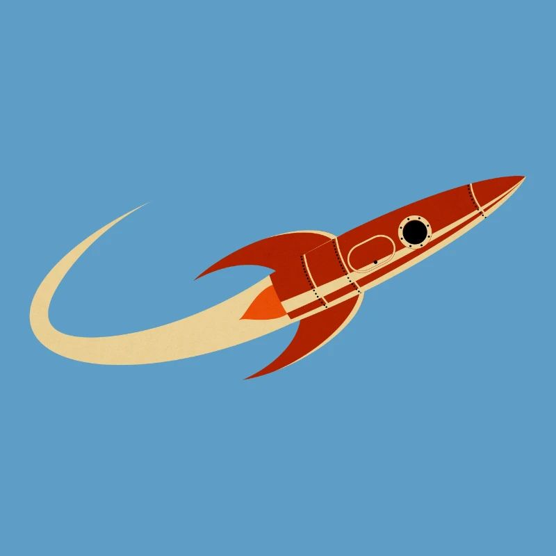 Fusée spatiale rouge