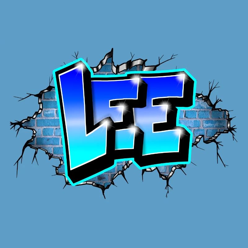 Graffiti LEE Blue Brick Risse