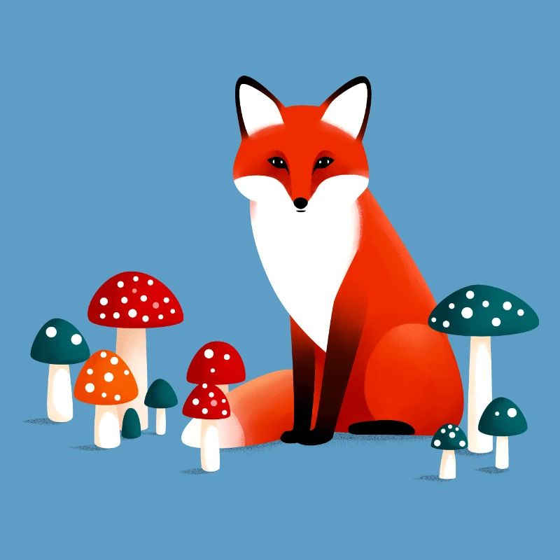 Fuchs mit Pilzen