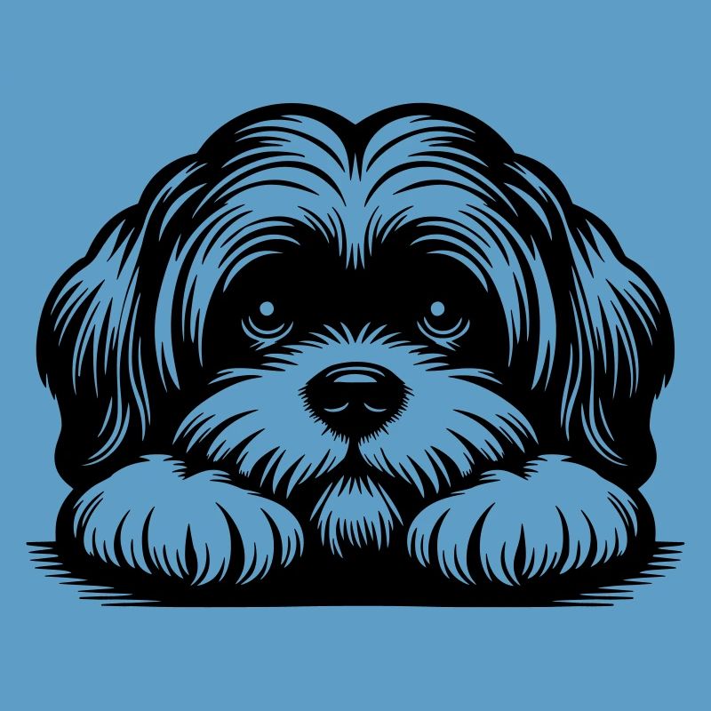 Lhasa Apso Head with Paws