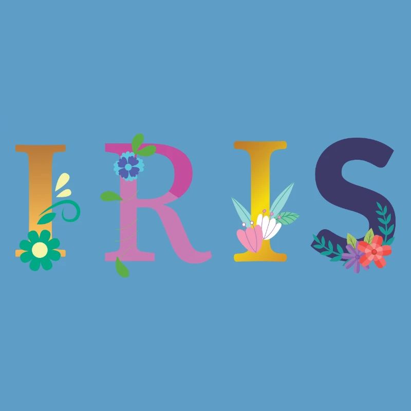 Nom IRIS orné de fleurs