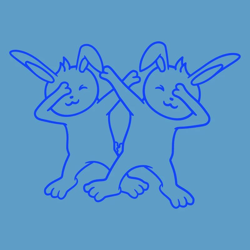 2 lapins Dabbing Dab Danse Pose Danse Soirée Célébrations