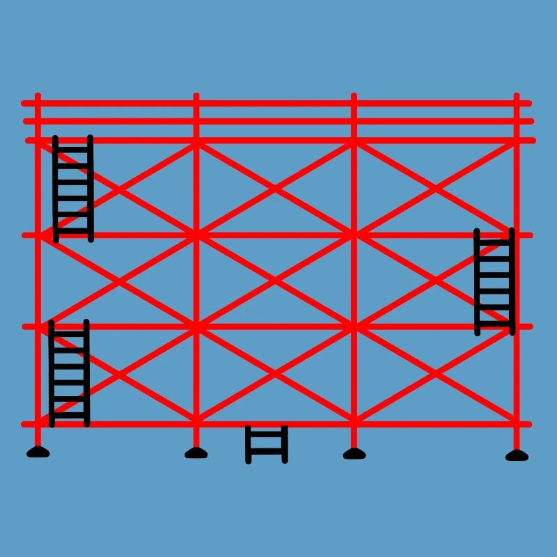 Échafaudage rouge avec marches noires conception de construction