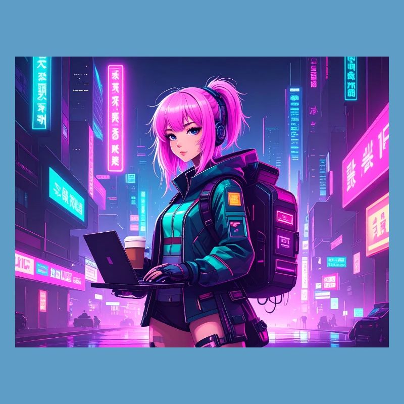 Neon Hacker Girl – Prêt à coder et à conquérir